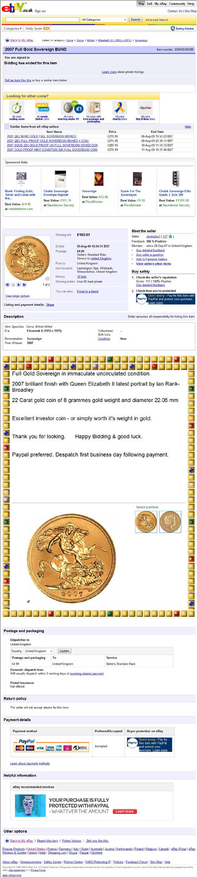 deekerbo1 eBay Listing# 90225153667 1979 Elizabeth 22ct Gold Full Sovereign. NEAR PERFECT
